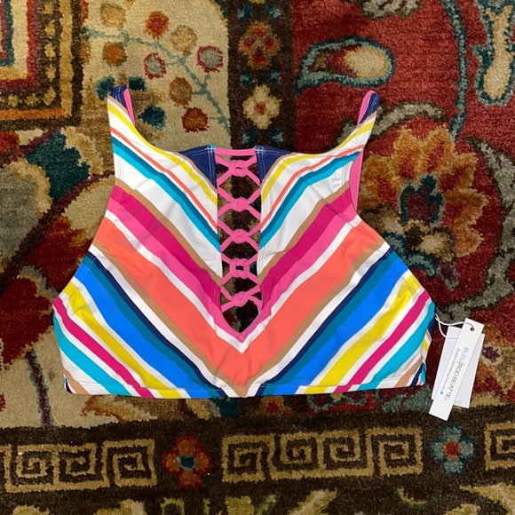 Bleu Rod Beattie Color Bomb High Neck Lattice Bikini Top SZ 10 NWT - Picture 3 of 4